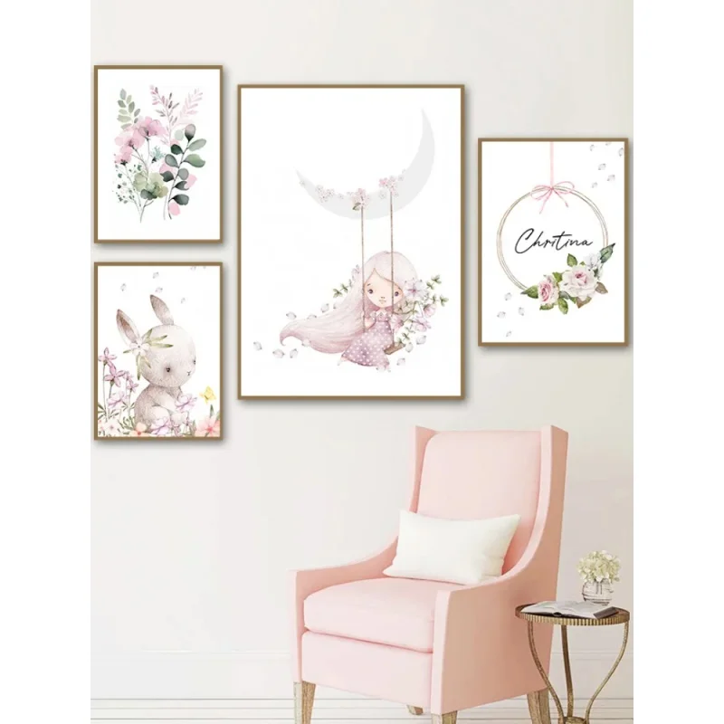 Resin Art Aesthetic - Nordic Cartoon Aesthetics Wall Art Pink