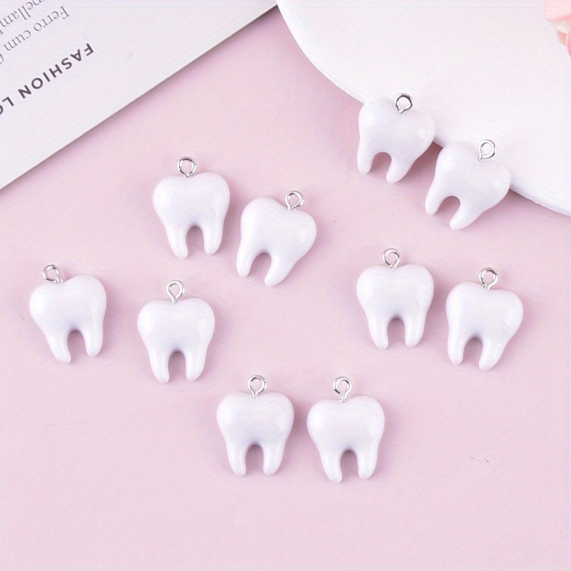 Resin Art Earrings - 10Pcs Fun Tooth Resin Charms Cute