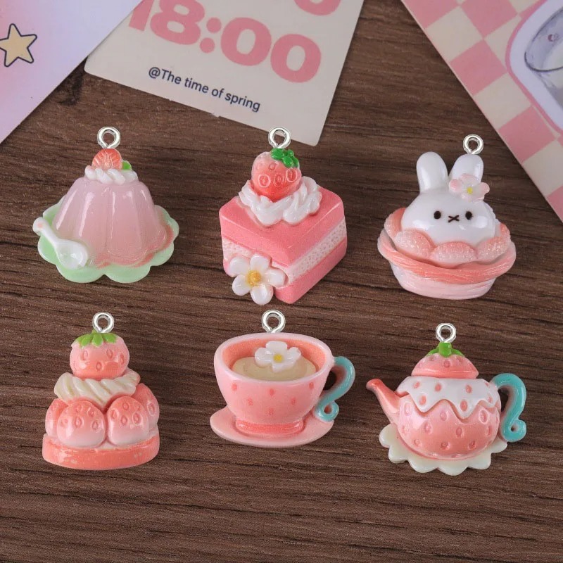 Resin Art Diy Kit - 10pcs Cartoon sweet Pink series strawberry