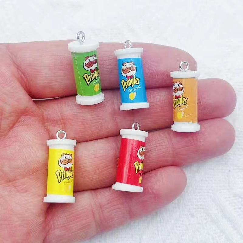 Resin Art Earrings - 10pcs Simulation 3D Bucket Potato Chips