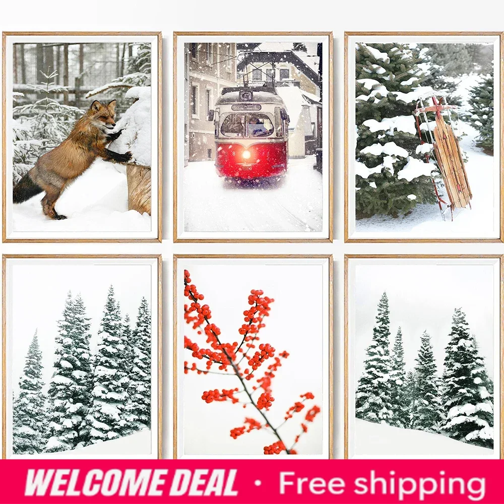 Resin Art Aesthetic - Winter Snow Scenery Fox Wall Art