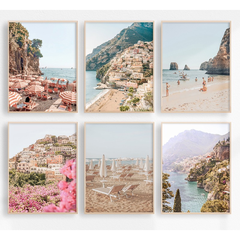 Resin Art Aesthetic - Amalfi Coast Landscape Poster Italy Positano