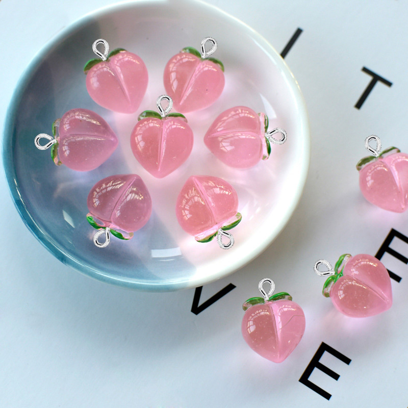 10Pcs New Transparent Peach Fl - Resin Art Earrings 评论和价格