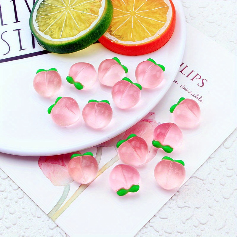 10Pcs New Transparent Peach Fl - Resin Art Earrings 评论和价格