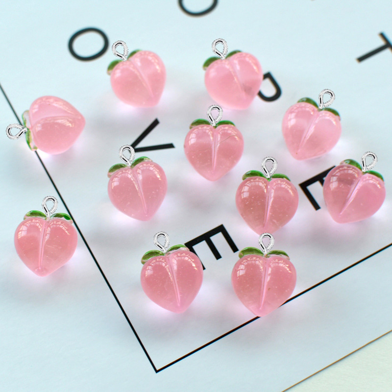 10Pcs New Transparent Peach Fl - Resin Art Earrings 评论和价格