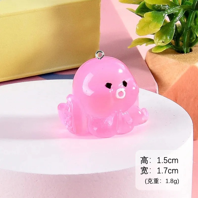 10pcs Cute 3D Luminous Octopus - Resin Art Earrings 评论和价格