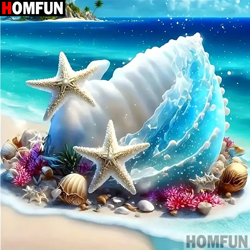 HOMFUN Diy 5d Diamond Painting - Resin Art Beach 评论和价格