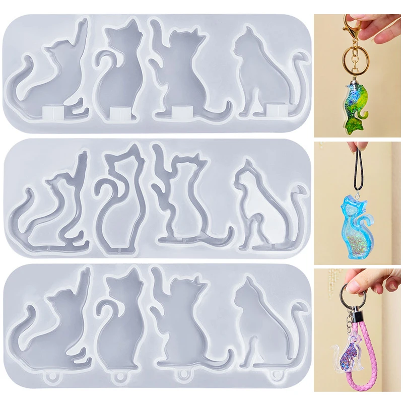 DIY Cat Shape Keychain Pendant - Resin Art Stone 评论和价格