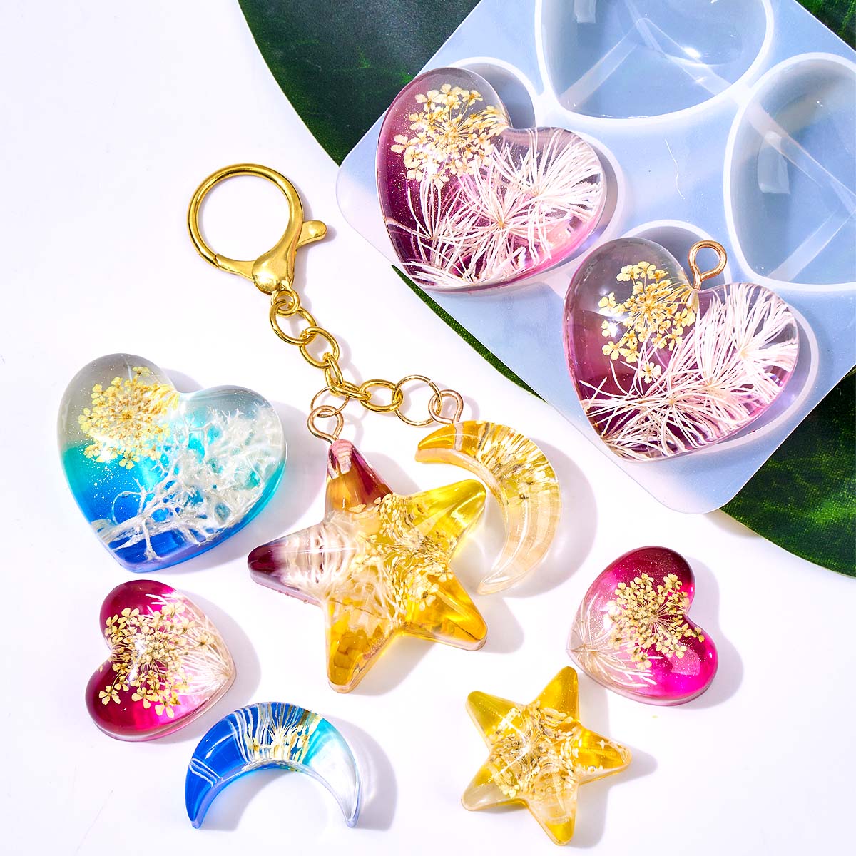 Heart Star Moon Pendant Silico - Resin Art Epoxy 评论和价格