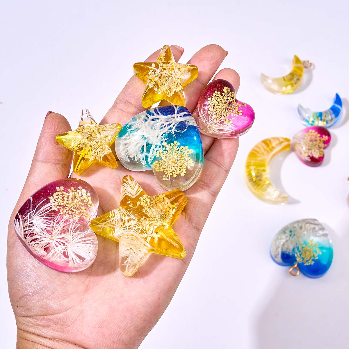 Heart Star Moon Pendant Silico - Resin Art Epoxy 评论和价格