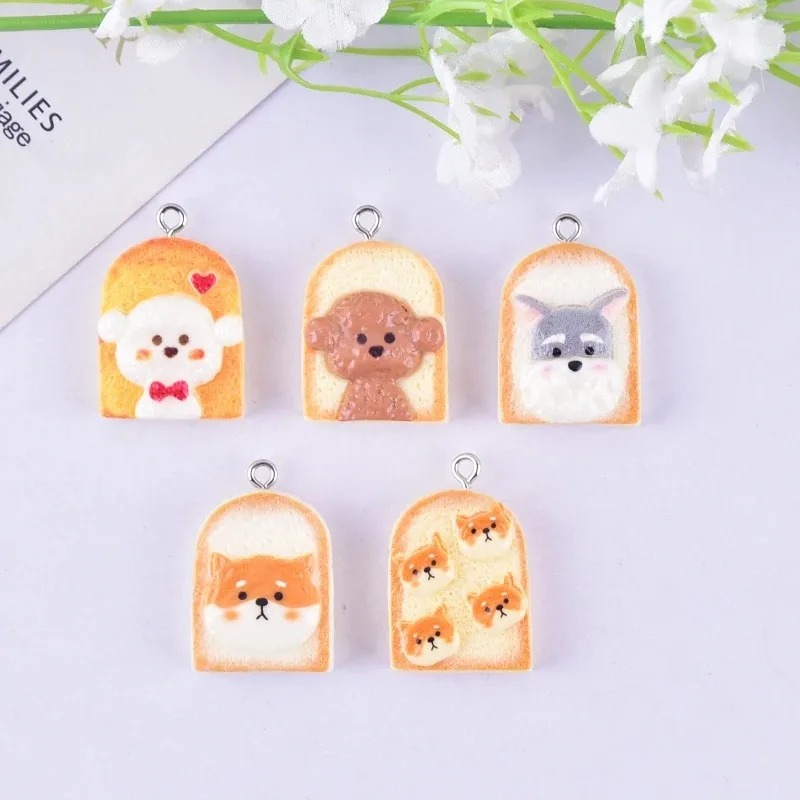 10Pcs Cute Toast Dog Resin Pen - Resin Art Earrings 评论和价格