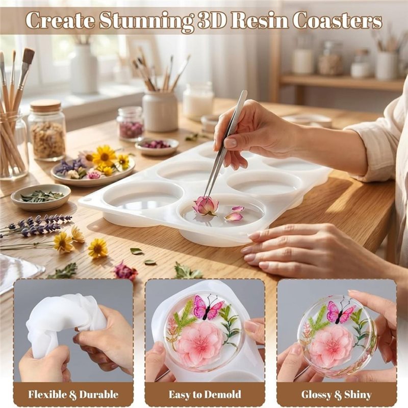 [ABFI!】 Resin Molds For DIY Ep - Resin Art Coasters 评论和价格