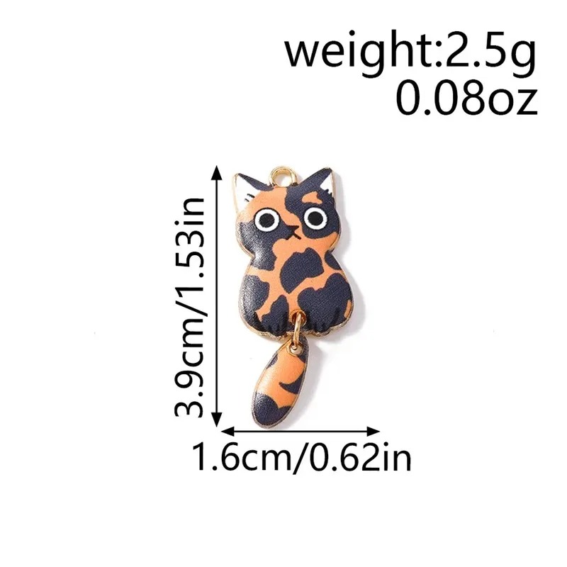 10Pcs 16×39mm Cute Cartoon Cat - Resin Art Earrings 评论和价格