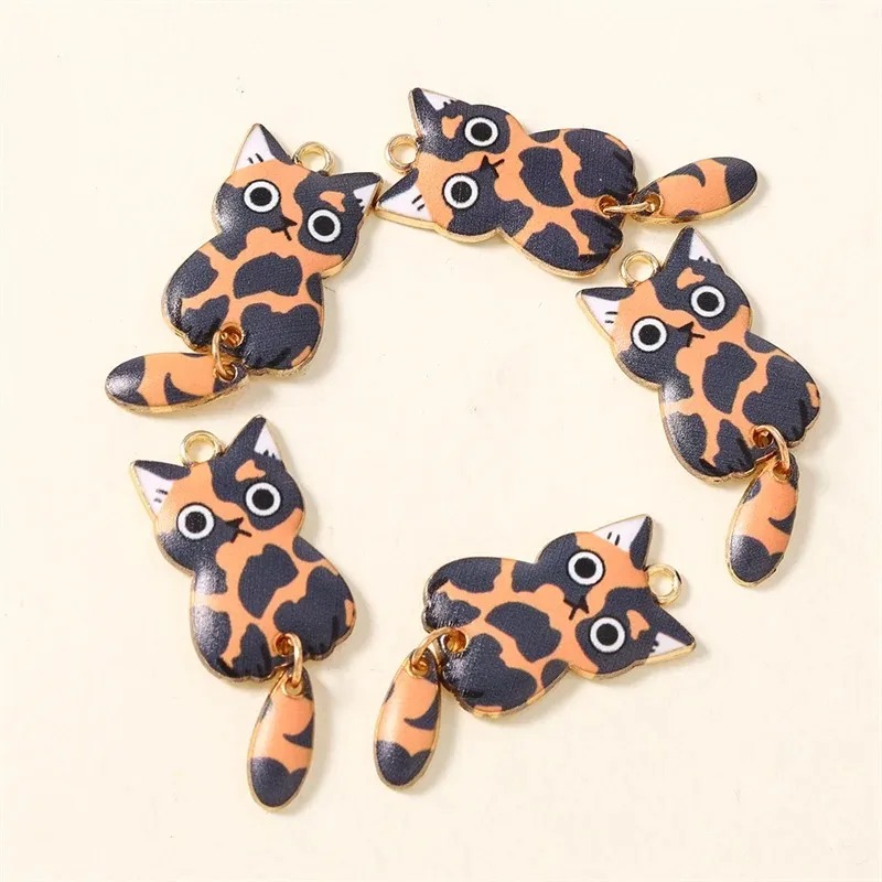 10Pcs 16×39mm Cute Cartoon Cat - Resin Art Earrings 评论和价格