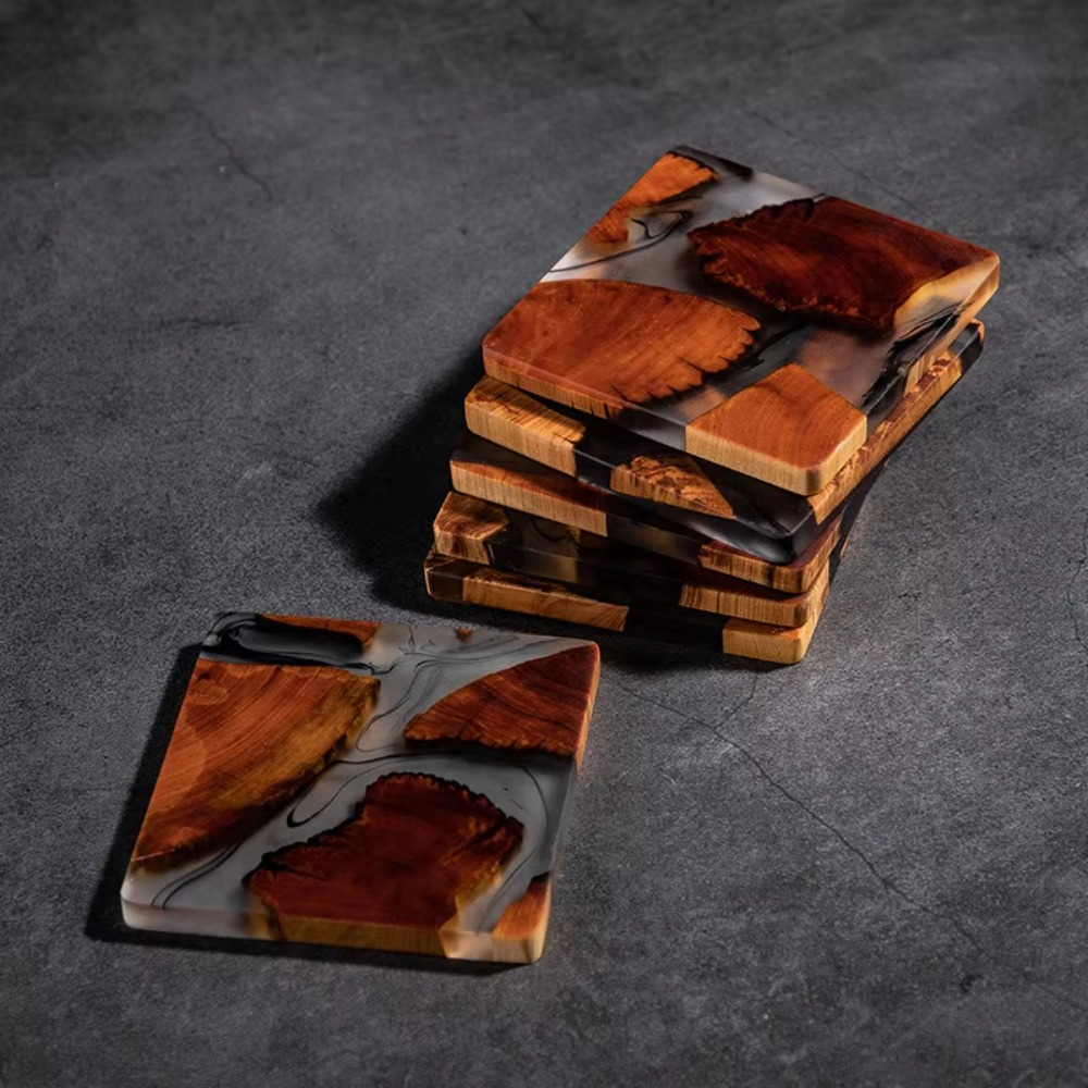 Wood Resin Coasters Square Cup - Resin Art Coasters 评论和价格