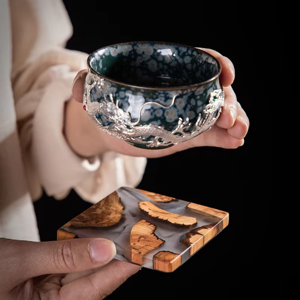 Wood Resin Coasters Square Cup - Resin Art Coasters 评论和价格