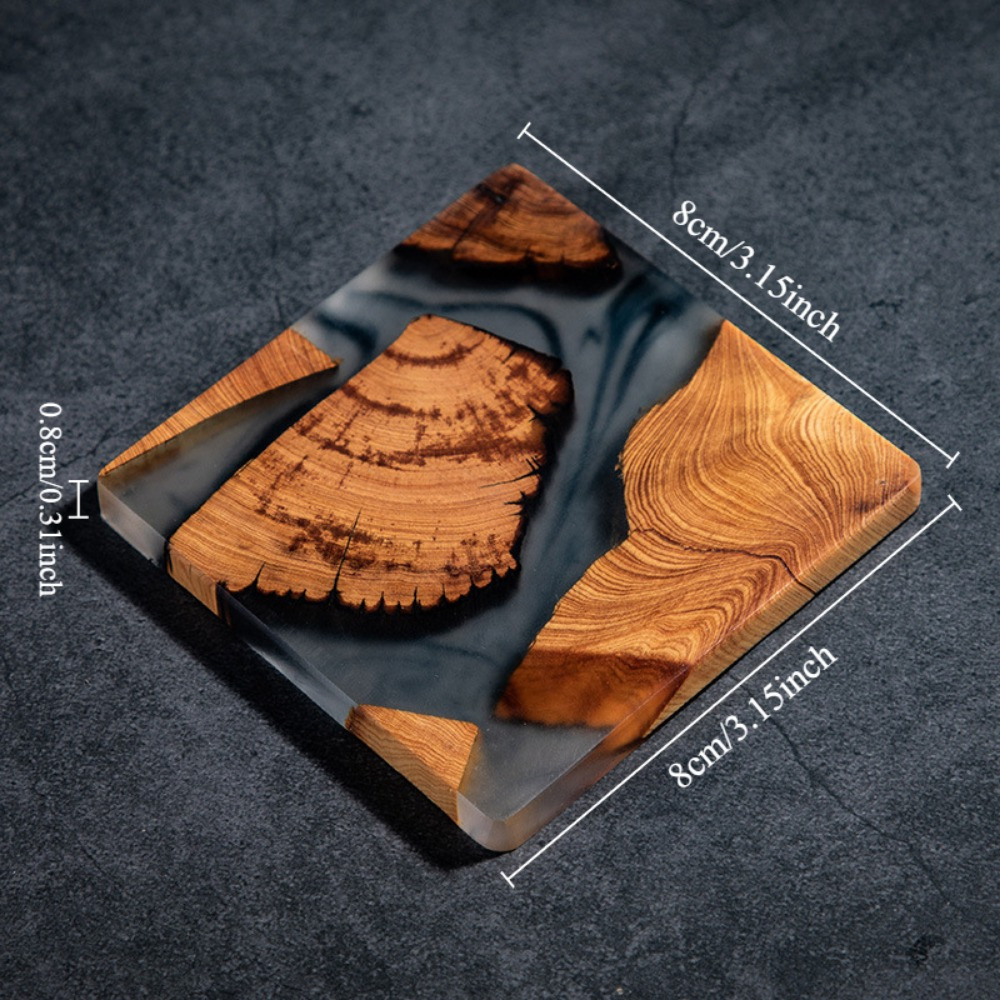 Wood Resin Coasters Square Cup - Resin Art Coasters 评论和价格
