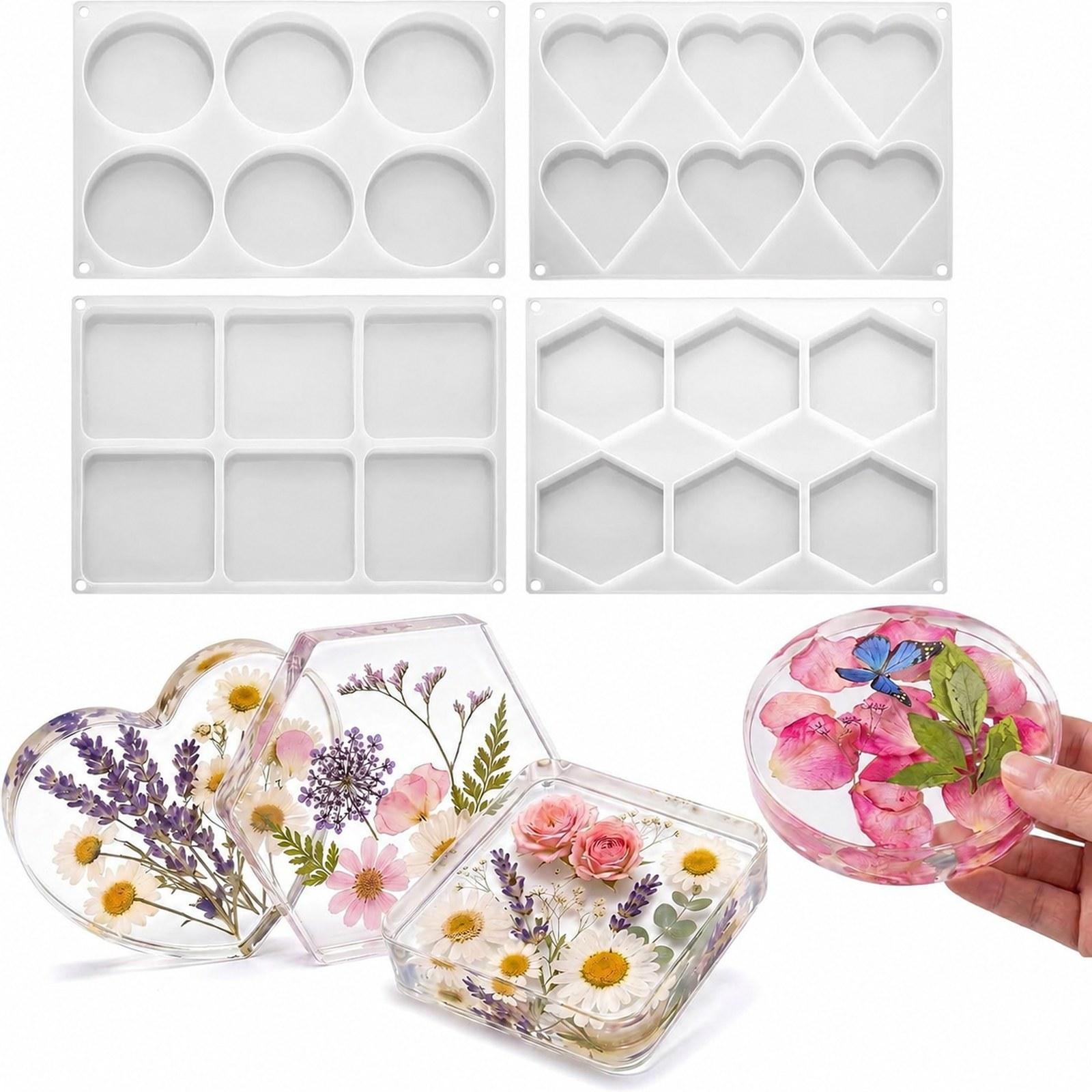4Pcs Deep Resin Coaster Molds  - Resin Art Coasters 评论和价格