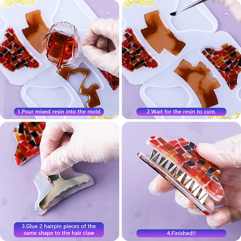 Hair Claw Clips Silicone Resin - Resin Art Uv 评论和价格
