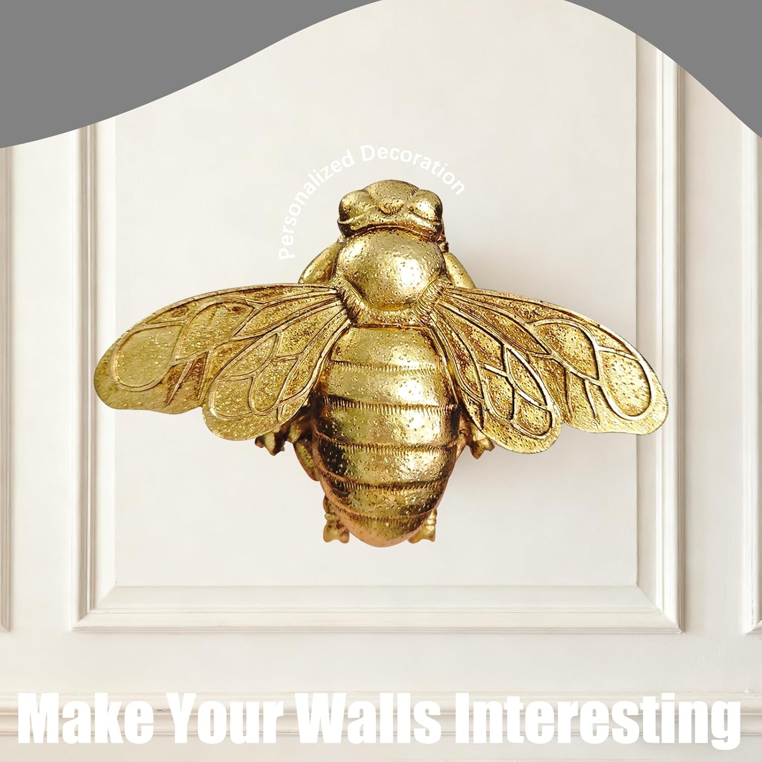 3D Gold Bee Wall Sculpture, Re - Resin Art Easy 评论和价格