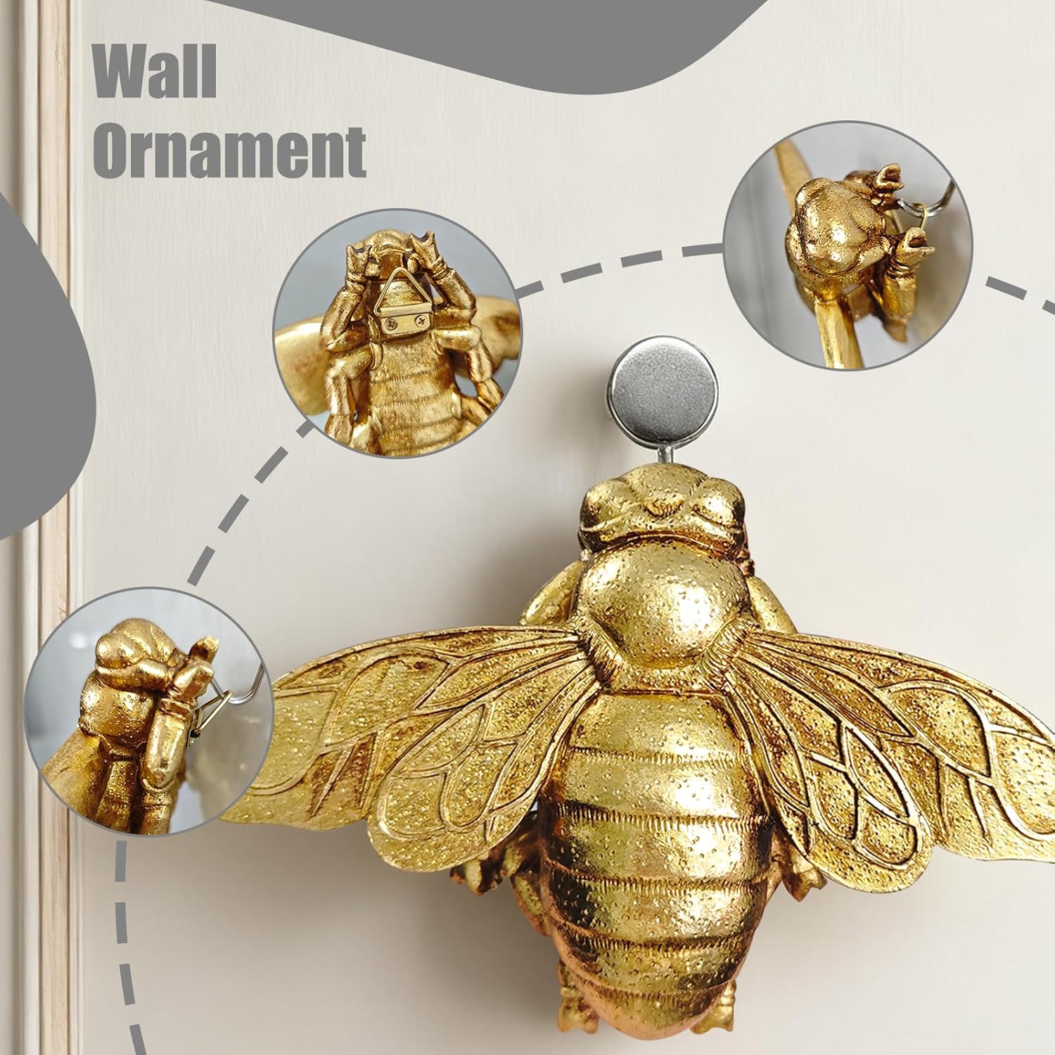 3D Gold Bee Wall Sculpture, Re - Resin Art Easy 评论和价格