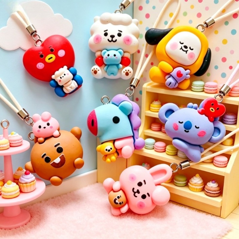 7pcs BT21 Resin Cartoon Charm  - Resin Art Earrings 评论和价格