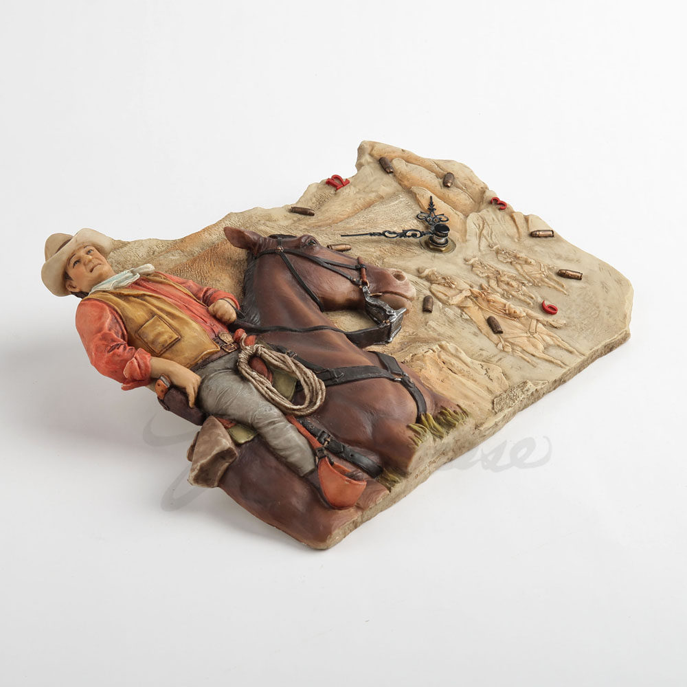 Vintage Western Cowboy Horse R - Resin Art Wall Clock 评论和价格