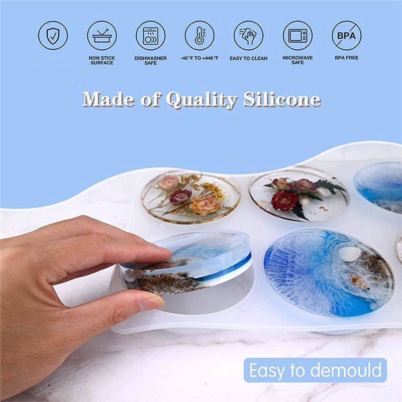 AA94-1 PCS Resin Coaster Molds - Resin Art Coasters 评论和价格