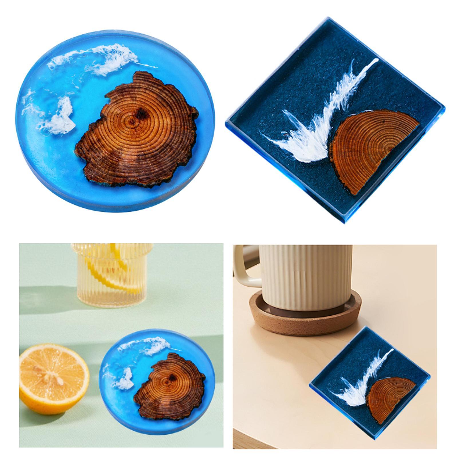 6pcs Epoxy Coasters Wooden Coa - Resin Art Coasters 评论和价格
